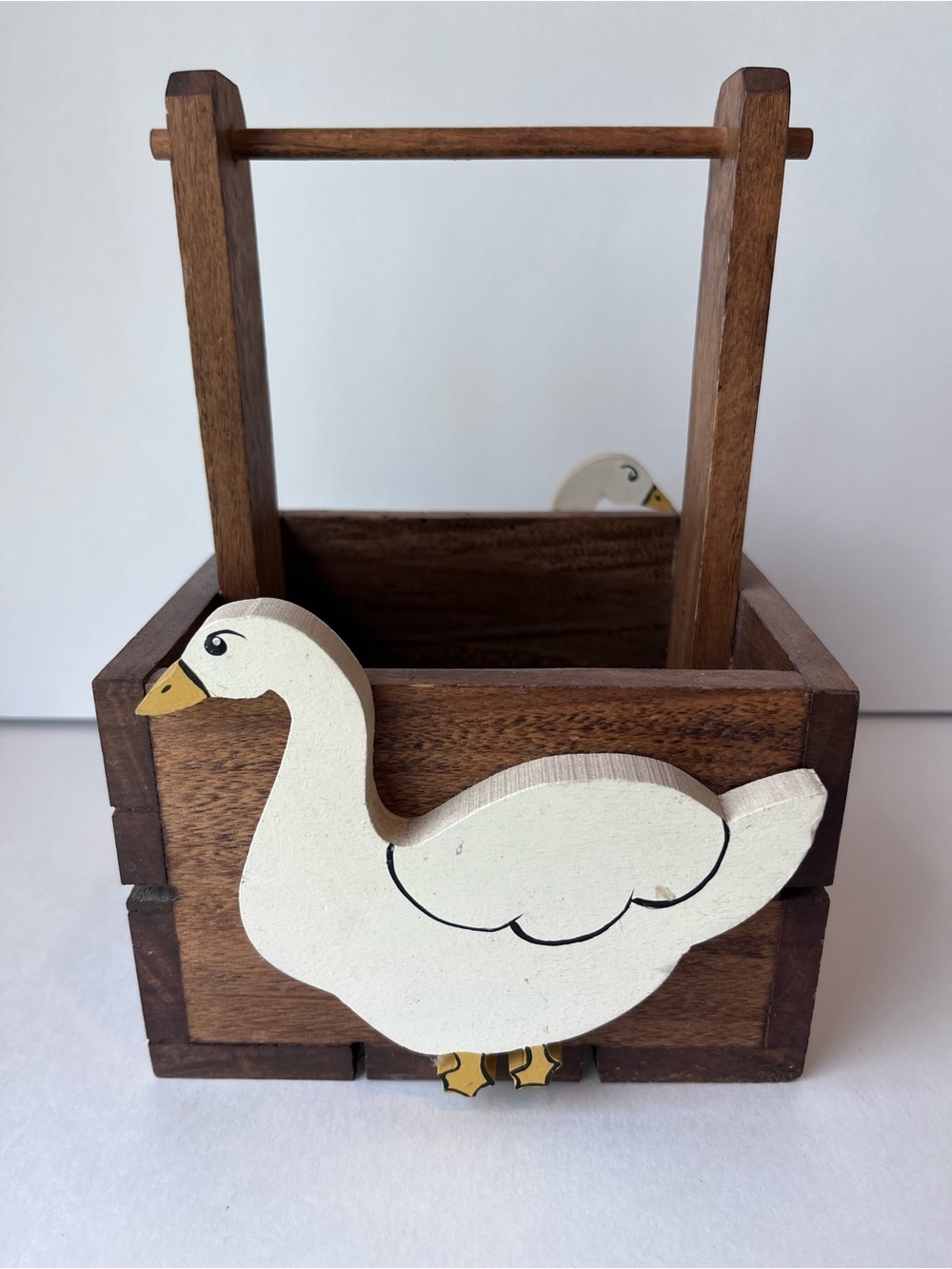 Vintage Mini Goose Wood Crate Basket 80’s Country Cottagecore
